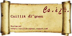 Csillik Ágnes névjegykártya